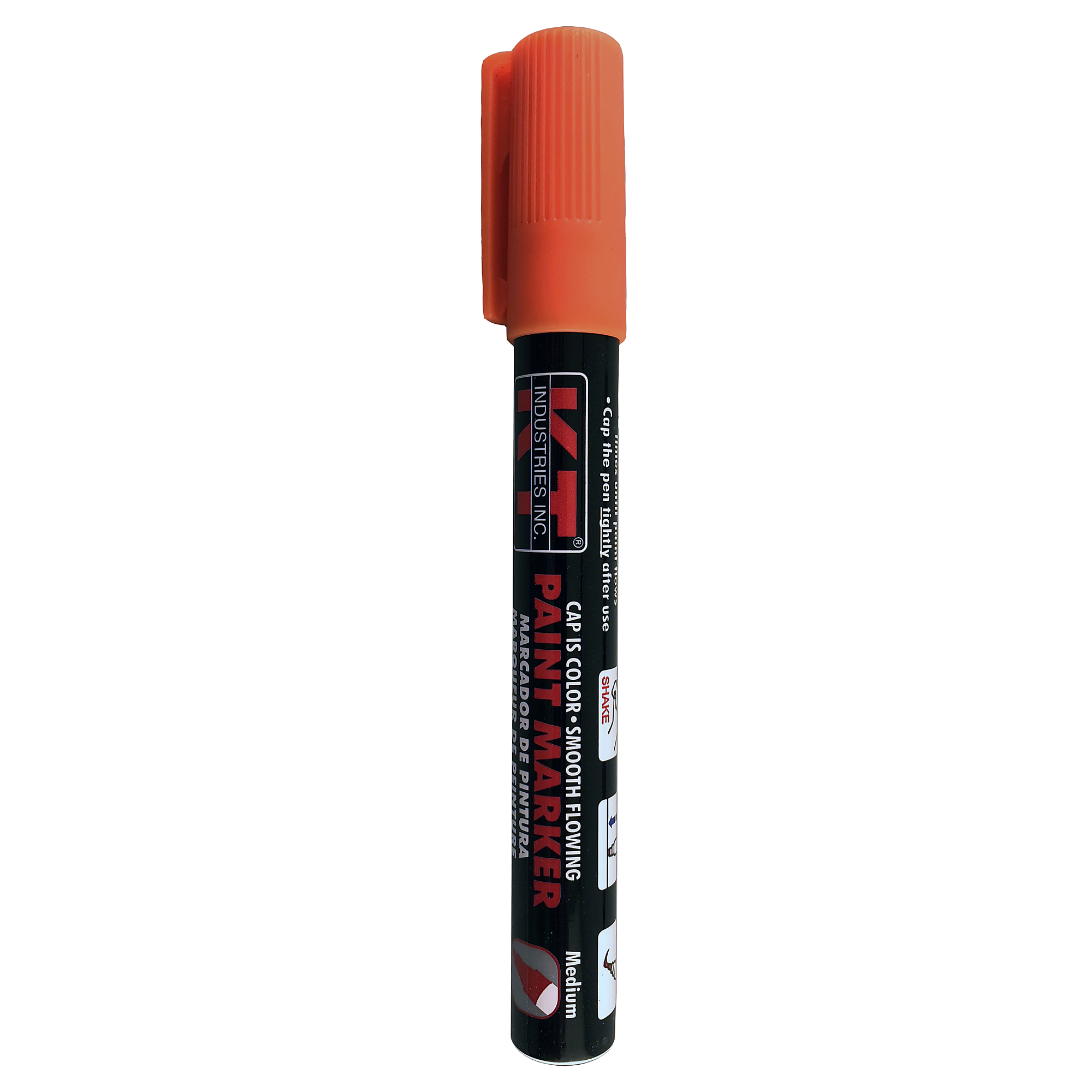 K-T Industries Liquid Paint Marker — Orange, Aluminum Body, Industrial Grade Fiber Nib, Model# 5-0024